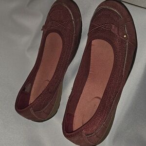 Croft & Barrow, Sz 9M, Burgundy, Wine, Slip-ons, Ballet Style Shoes, Leather